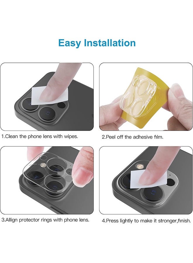 Camera Lens Protector for iPhone 16 Pro/16 Pro Max, Full Coverage Tempered Glass HD Clear Camera Lens Screen Cover Case, 9H Hardness Anti-Scratch Camera Screen Protective Lens Films