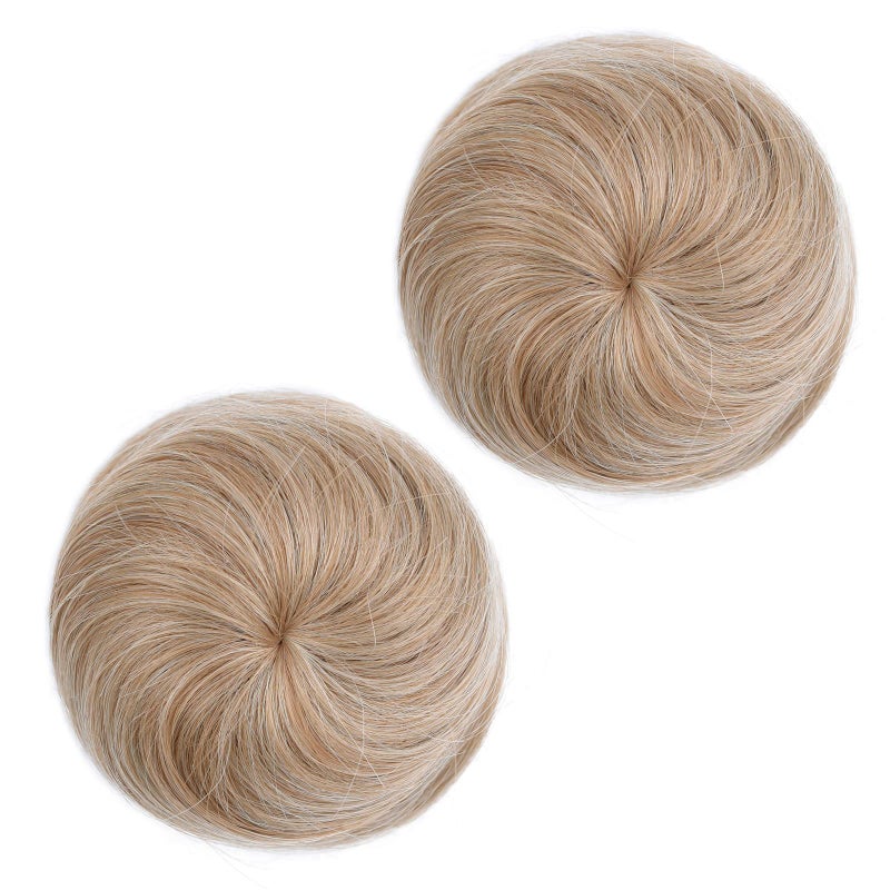 HSPJHTM 2 PCS Blonde Hair Pieces for Women Girls Lady Drawstring Fake Ballet Bun Extensions Synthetic Updo Donut Chignon