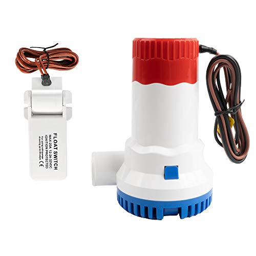 Sanuke Bilge Pump for Boat 12V 1500GPH Submersible Marine Pump for Portable Boat Accessories，Low Noise Electric with float switch - Image 1
