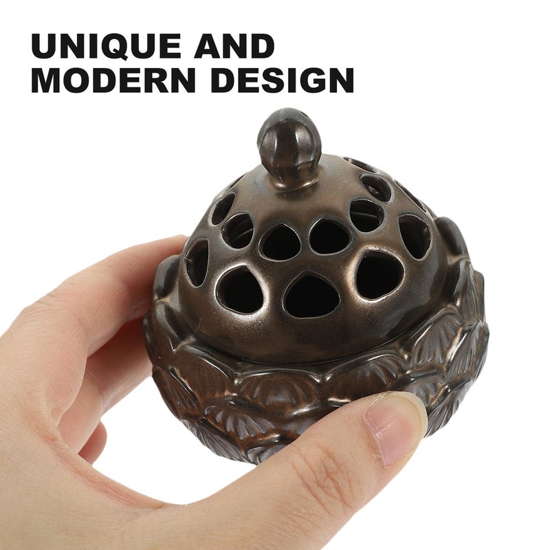 Mini Ceramic Aroma Stove Incense Burner Black Gold Glaze Cone Holder Home Tea Table Ornament - Image 5