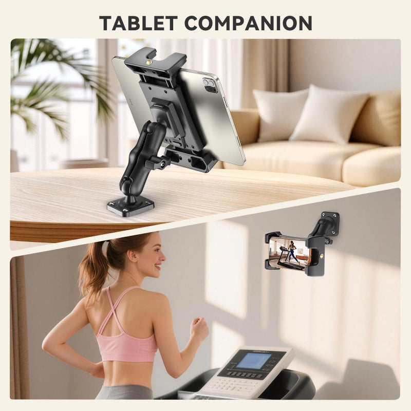OHLPRO Car Tablet Holder - Heavy Duty Drill Base, Tablet Mount for Truck Compatible with iPad Samsung Tab 5"-13" Tablets and Phones, iPad Stand for Wall/Business/Vehicle/Desktop, etc.-4-inch Arm - Image 3