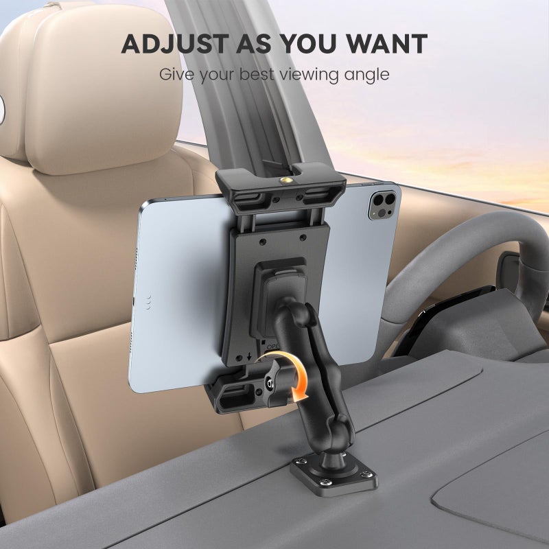 OHLPRO Car Tablet Holder - Heavy Duty Drill Base, Tablet Mount for Truck Compatible with iPad Samsung Tab 5"-13" Tablets and Phones, iPad Stand for Wall/Business/Vehicle/Desktop, etc.-4-inch Arm - Image 5
