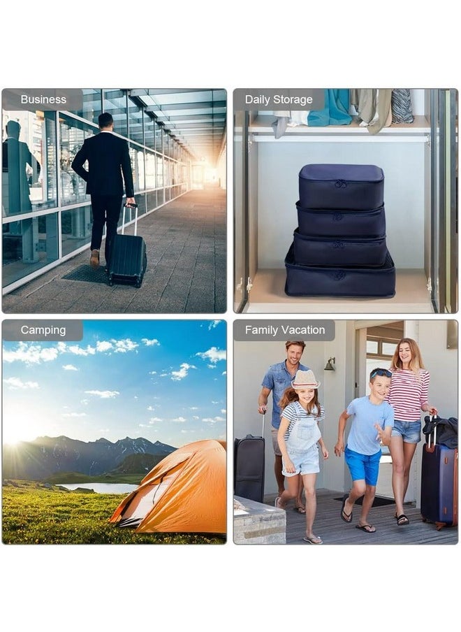 HOUSE OF QUIRK - House of Quirk Polyester 9Pcs Set Travel Organizer Packing Cubes Lightweight Travel Luggage Organizers With Laundry Bag (Dark Blue), 30 Centimeters, 12 Centimeters - Image 1