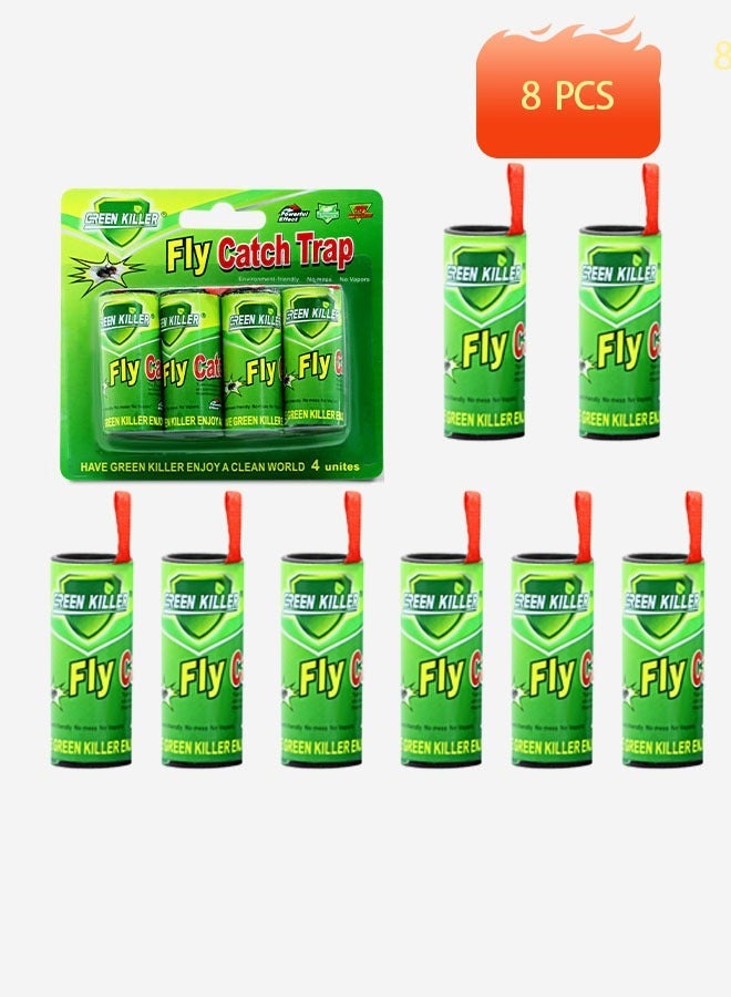 GREEN KILLER 8-pack sticky fly ribbon fly traps, kitchen fruit fly traps, indoor fly paper strips - Image 1
