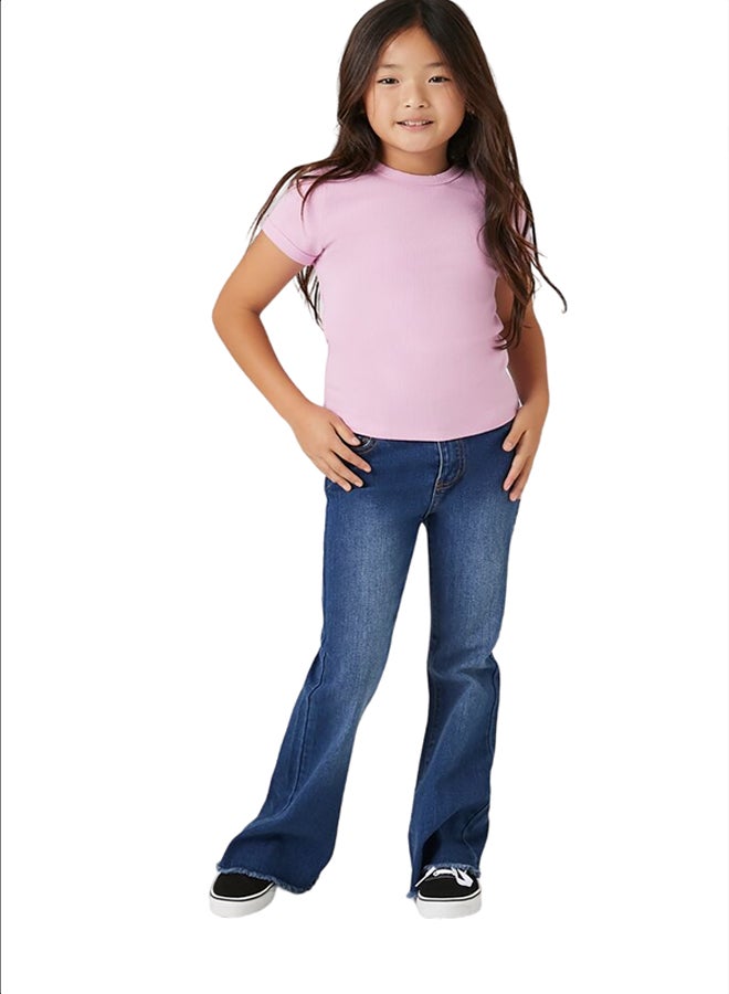 FOREVER 21 Girls Frayed Flare-Leg Jeans (Kids) - Image 1