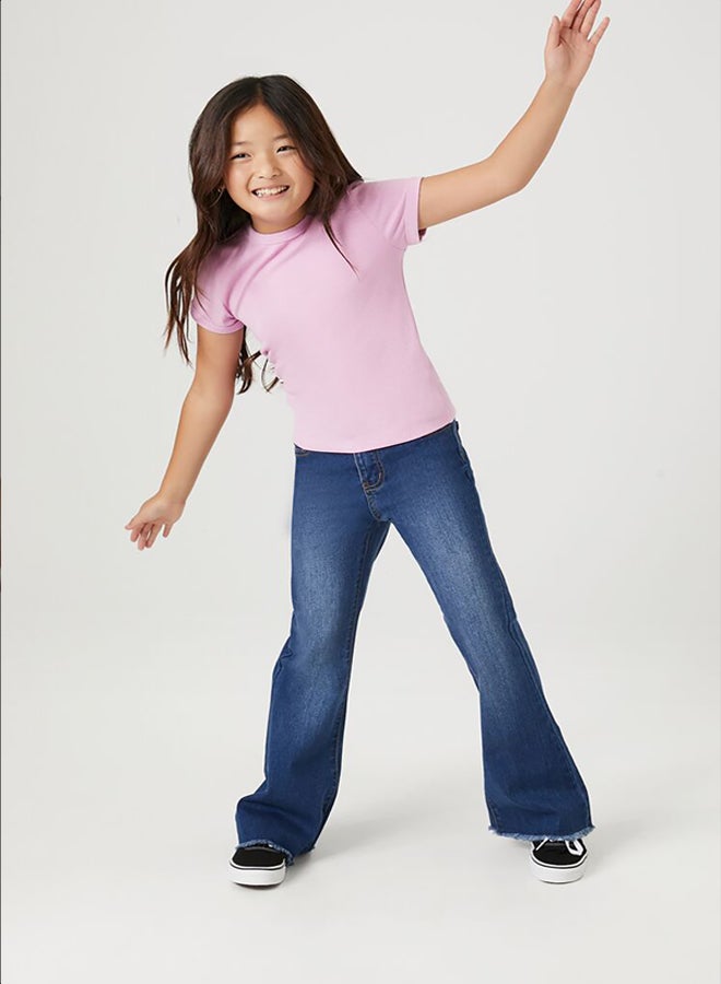 FOREVER 21 Girls Frayed Flare-Leg Jeans (Kids) - Image 2