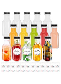 Cehomi Cehomi 8 oz Glass Juice Bottles with Black Lids, Clear Glass Drink Jars for Juicing, Water, Wine, Hot Sauce, 15 Pack Reusable Glass Sauce Bottles Storage Containers  - Image 1