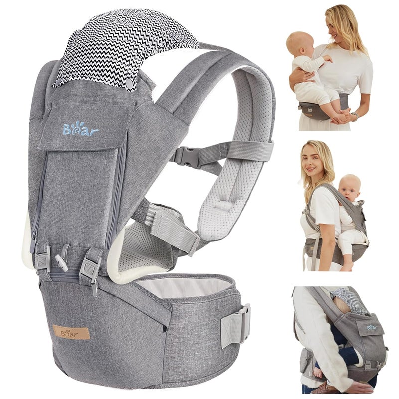 Bear Baby Carrier 6in1 Baby Carrier Newborn to Toddler with Hip Seat Ergonomic M Position for 336 Month 744lbs Baby Adjustable Size for Enhanced Lumbar Support Perfect for OnThego - Image 1
