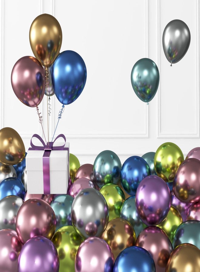 KALOR Metallic Multicolor Balloons, 100 pcs 5 inch Thick Latex Chrome balloons for Balloon Garland Arch, Birthday Decoration, Wedding Party, Baby Shower Decorations - Image 1