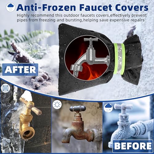 lucdnc Outdoor Faucet Covers for Winter Freeze Protection 4 Pack Reusable Garden Faucet Cover Socks for Various Faucet Water Spigot Pipe Hose Bib,Waterproof Insulated Anti-Freeze Covers-Reflective Velcro - Image 3