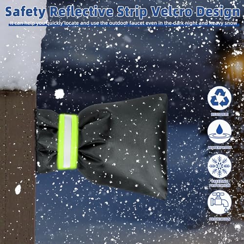 lucdnc Outdoor Faucet Covers for Winter Freeze Protection 4 Pack Reusable Garden Faucet Cover Socks for Various Faucet Water Spigot Pipe Hose Bib,Waterproof Insulated Anti-Freeze Covers-Reflective Velcro - Image 5