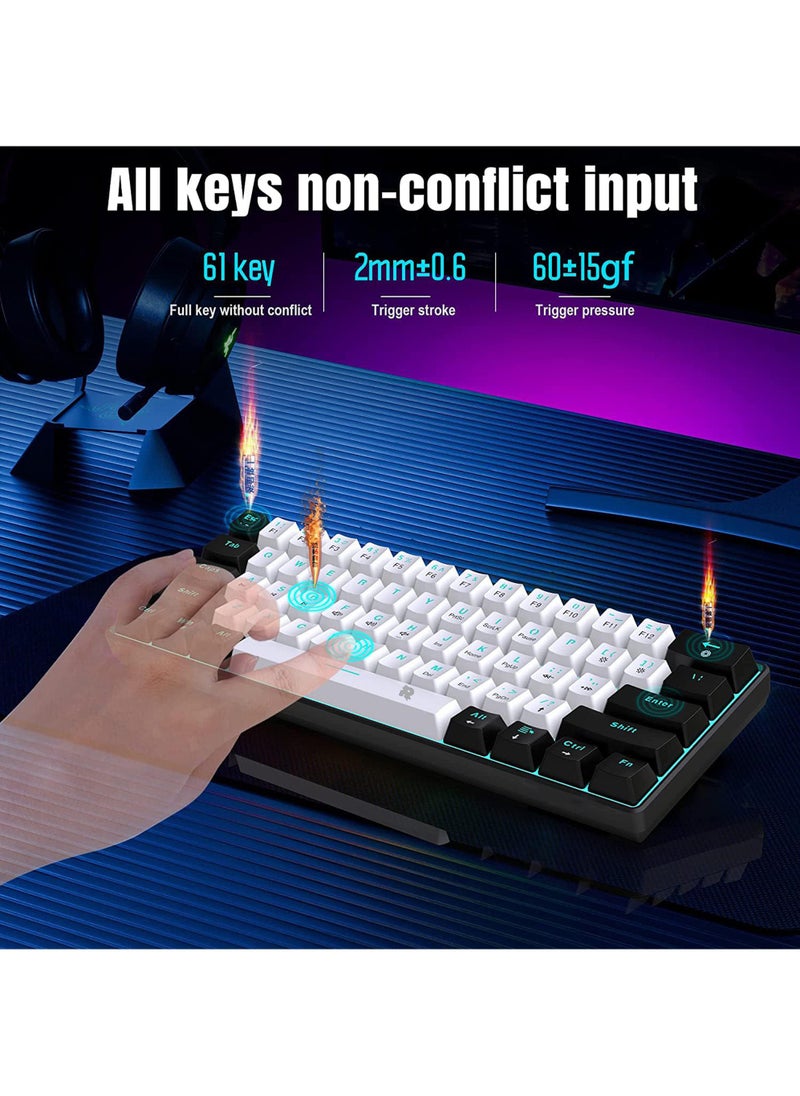 Rock Pow - 61 keys Wired 60% Arabic English Mechanical Gaming Keyboard Full Anti-ghosting Portable Mini Keyboard for Windows Laptop PC Mac - Image 1