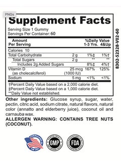 AID PLUS Healthy Gummies Vitamin D-3 Peach Mango And Strawberry Flavored 60 Gummies  - Image 2
