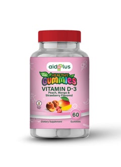 AID PLUS Healthy Gummies Vitamin D-3 Peach Mango And Strawberry Flavored 60 Gummies  - Image 1