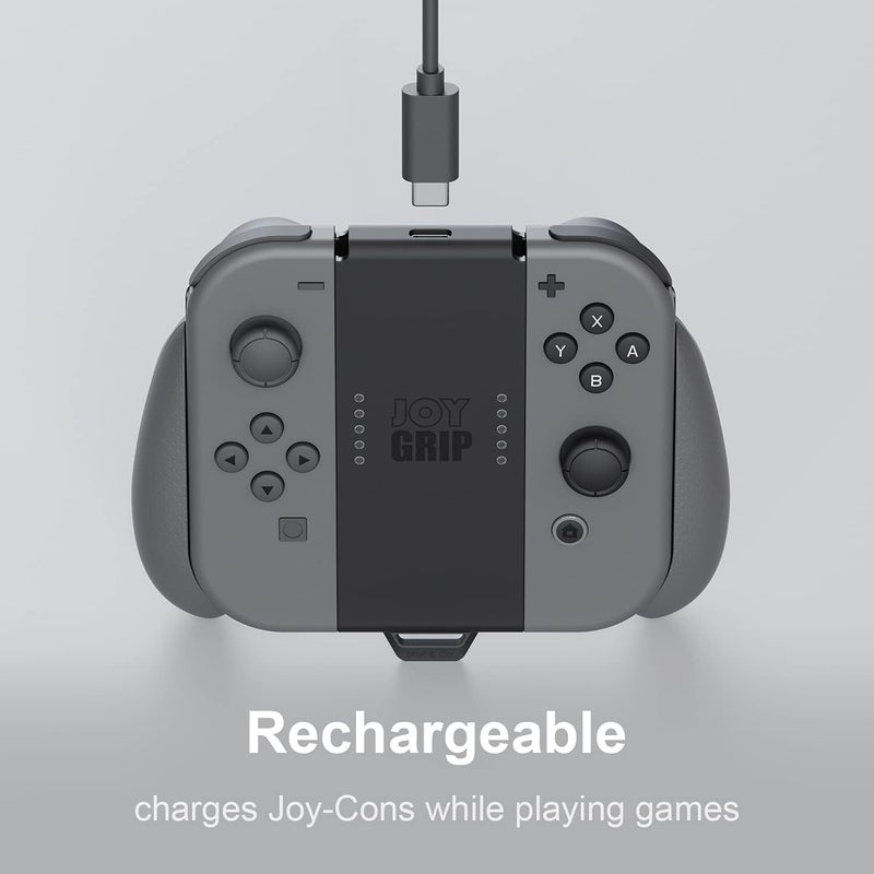 سكال اند كو Skull & Co. JoyGrip لوحدة تحكم Nintendo Switch وSwitch OLED Joy-Con: حامل عصا تحكم محمول قابل لإعادة الشحن مع مقابض قابلة للتبديل - أزرق نيون (L) + أحمر نيون (R) - Image 4