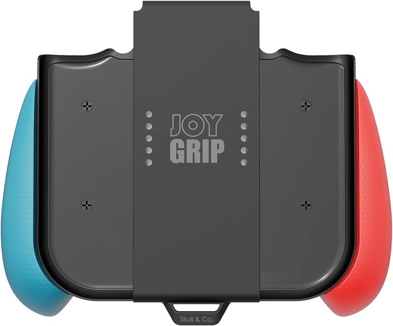 سكال اند كو Skull & Co. JoyGrip لوحدة تحكم Nintendo Switch وSwitch OLED Joy-Con: حامل عصا تحكم محمول قابل لإعادة الشحن مع مقابض قابلة للتبديل - أزرق نيون (L) + أحمر نيون (R) - Image 1