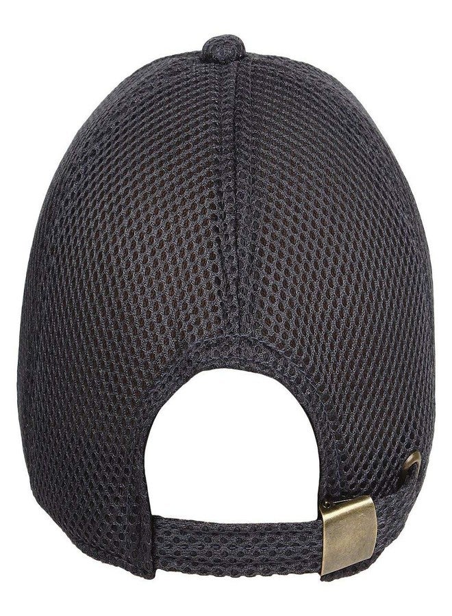 V3E قبعة بيسبول قطنية للأطفال من الأولاد والبنات بشبكة كاملة/شبكة كاملة مع حافة منحنية بحجم مجاني/قابلة للتعديل (أسود وأزرق بحري)-(عبوة من 02) - Image 4