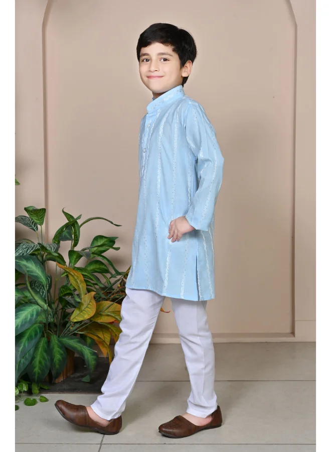 BT DEZINES Sky Blue Kurta Pyjama Set for Boys