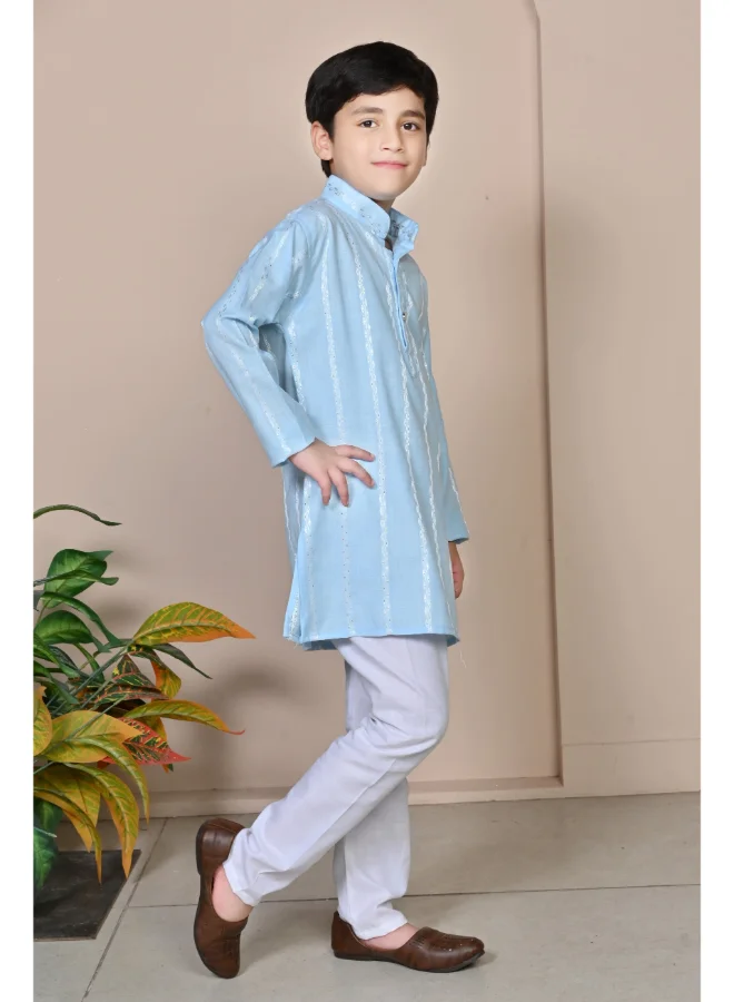 BT DEZINES Sky Blue Kurta Pyjama Set for Boys