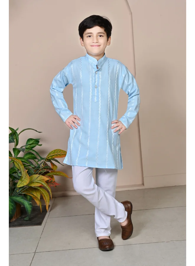 BT DEZINES Sky Blue Kurta Pyjama Set for Boys
