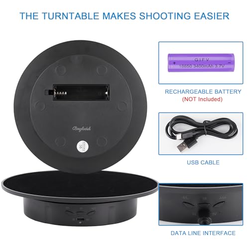 Bosgladek Motorized Rotating Display Stand 360 Degree Electric Rotating Turntable with Velvet Top 787inch 176lbs Load Automatic Mute Lazy Susan for Photography Products Jewelry 3D Model Black Stand - Image 3