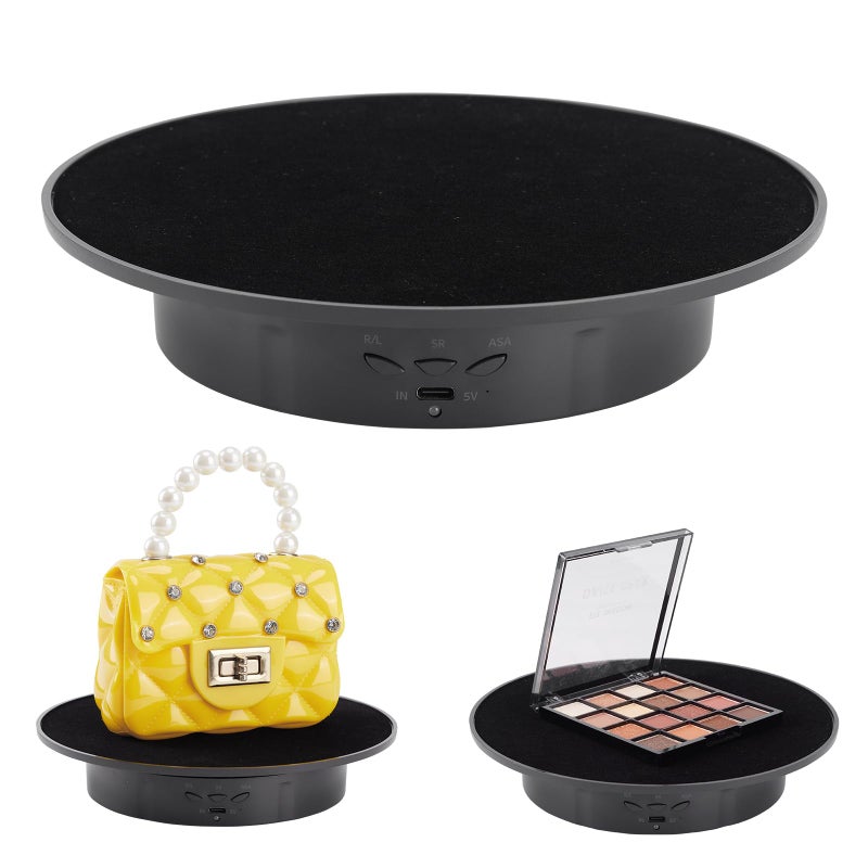 Bosgladek Motorized Rotating Display Stand 360 Degree Electric Rotating Turntable with Velvet Top 787inch 176lbs Load Automatic Mute Lazy Susan for Photography Products Jewelry 3D Model Black Stand - Image 2