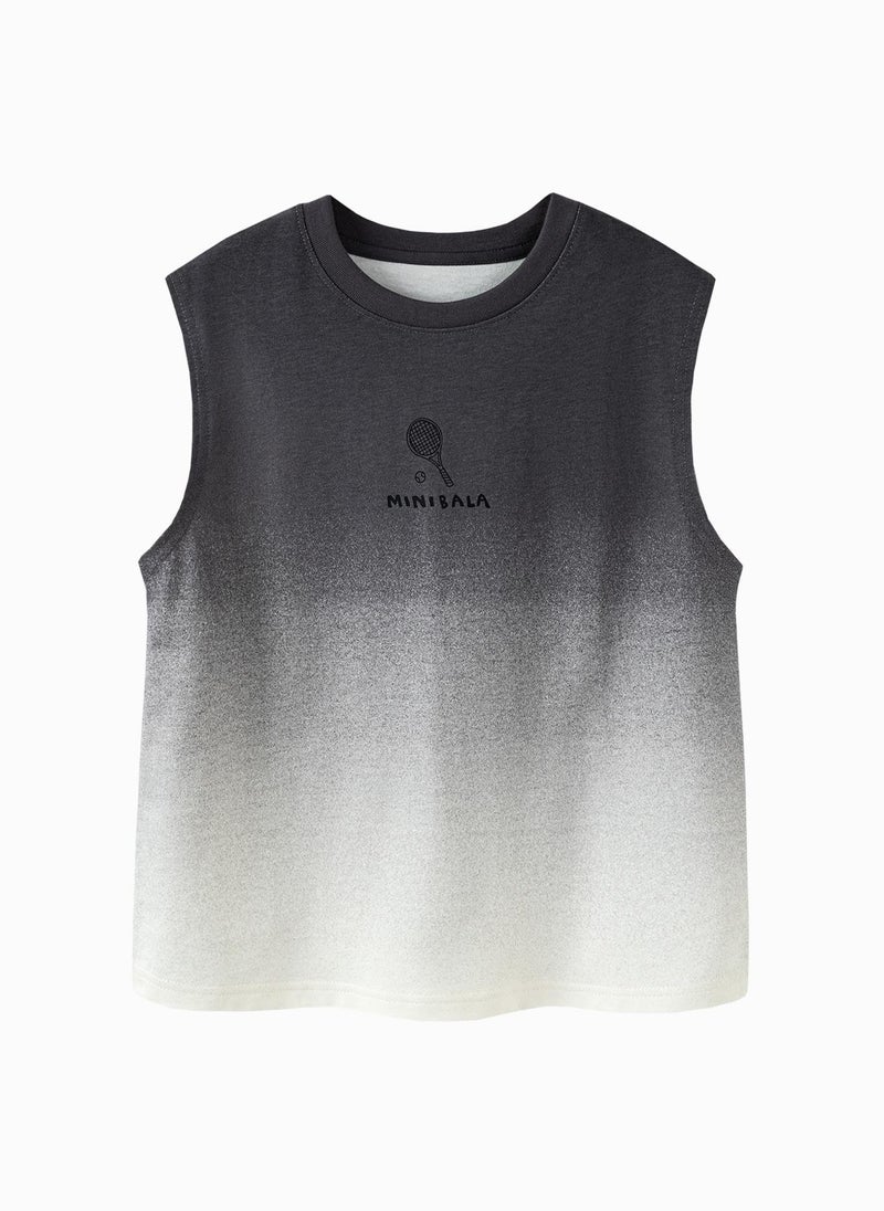 ميني بالا قميص أزرق لشباب صغير بموضوع رياضي مروخ بأرقام كروية بدون كم ناعم وقابل للتنفس وخفيف الوزن ومريح لأسلوب الأناقة الصيفية للشباب الصغير للارتداء اليومي غير الرسمي - Image 4