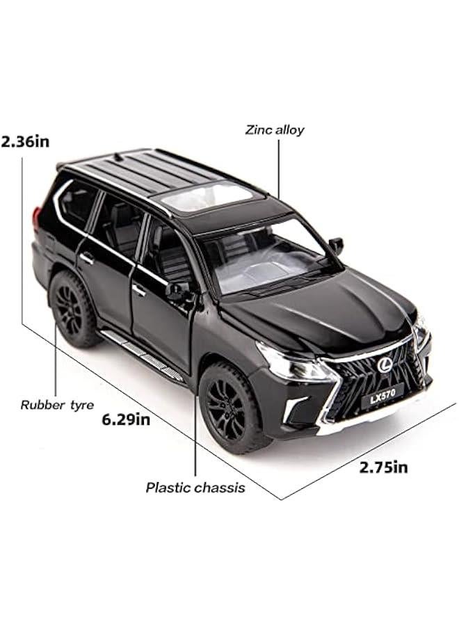 1/32 Compatible for Lexus LX570 Off-Road in Luxury SUV Model Car, Zinc Alloy Pull Back Toy car with Sound and Light for Kids Boy Girl Gift(Black) - Image 4