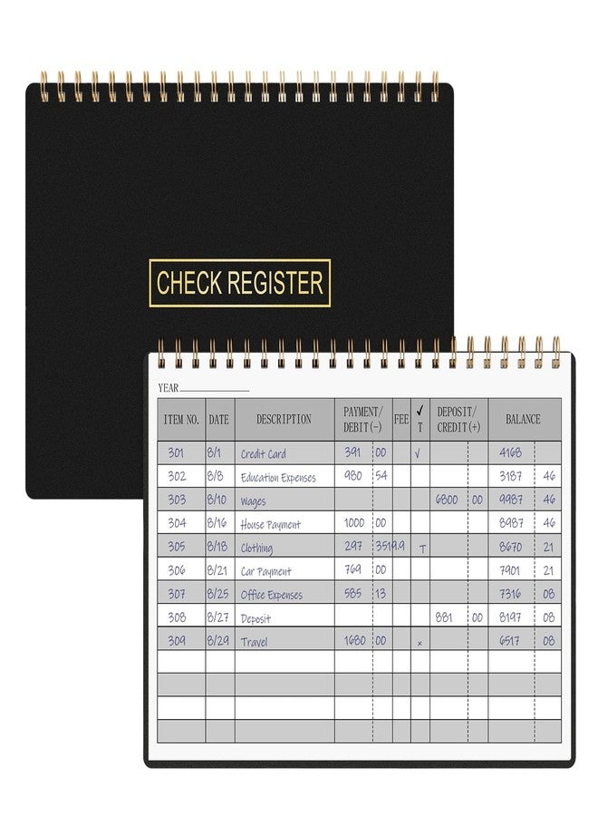 HAUTOCO Check Registers for Personal Checkbook, Transaction Expense Ledger Log Book for Small Business, Checking Account Register Book to Track Payments, Deposits, Finances, 8.4 x 6.2'', Black - Image 1