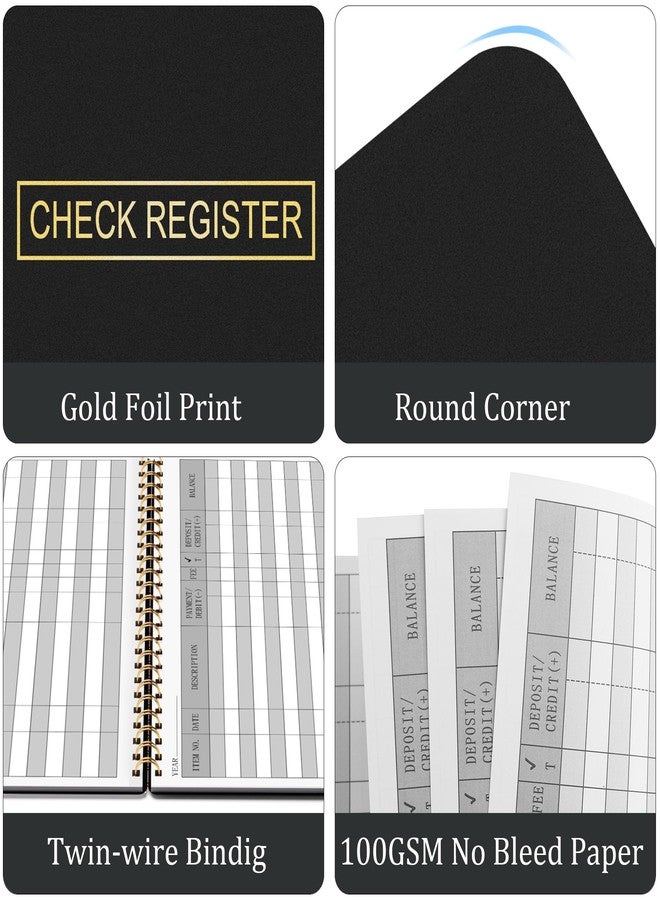 HAUTOCO Check Registers for Personal Checkbook, Transaction Expense Ledger Log Book for Small Business, Checking Account Register Book to Track Payments, Deposits, Finances, 8.4 x 6.2'', Black - Image 5