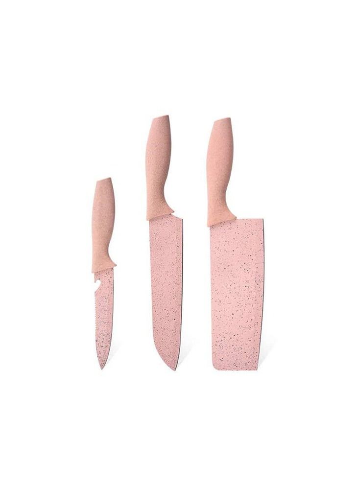 7-Piece Wheat Straw Knives Set, Household Stainless Steel Fruit Kitchen Knives With Cutting Board(pink) - Image 4