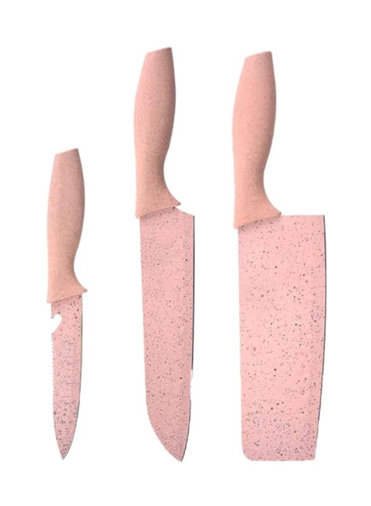 7-Piece Wheat Straw Knives Set, Household Stainless Steel Fruit Kitchen Knives With Cutting Board(pink) - Image 3