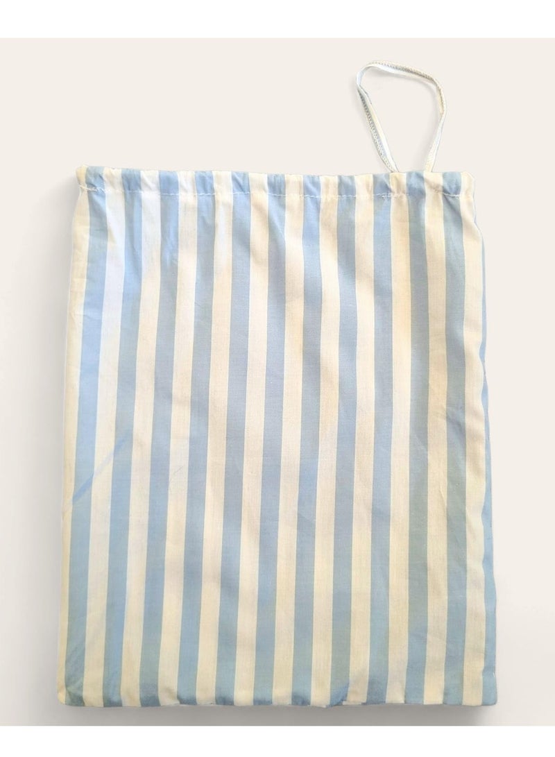 Toko Muslim Prayer Clothing Dress Set with Mat | 100% Cotton | for Women White with Light Blue Stripes | Handmade | Lightweight | Portable  - Image 4