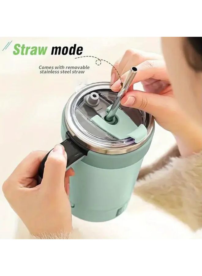 White Electric Stirring Cup USB Rechargeable With Temperature Display And Straw - Image 3