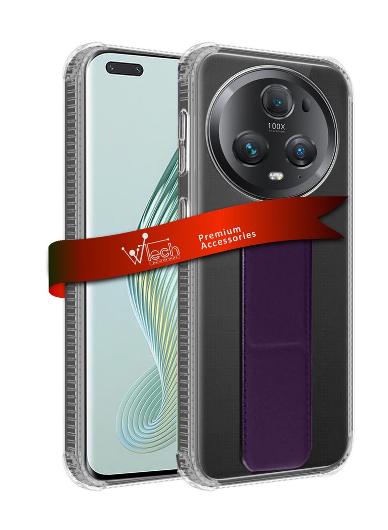 دبليو تيك غطاء وسادة هونور ماجيك 5 برو 5 جي 2023 TPU بمقبض يدوي - شفاف/باذنجاني بنفسجي - Image 1