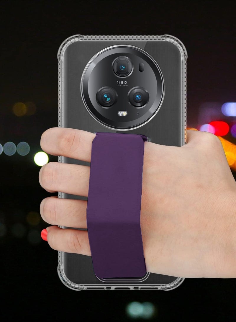 دبليو تيك غطاء وسادة هونور ماجيك 5 برو 5 جي 2023 TPU بمقبض يدوي - شفاف/باذنجاني بنفسجي - Image 2