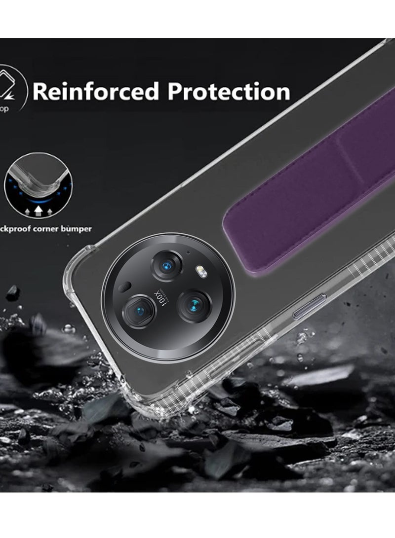 دبليو تيك غطاء وسادة هونور ماجيك 5 برو 5 جي 2023 TPU بمقبض يدوي - شفاف/باذنجاني بنفسجي - Image 4