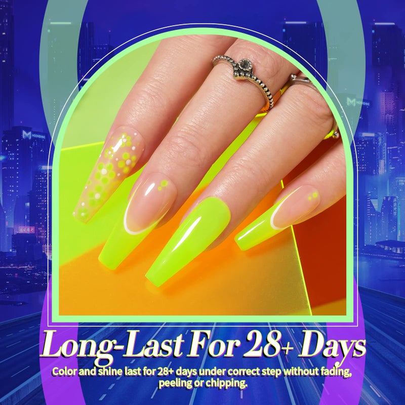 Born Pretty Neon Gel Nail Polish Set 6 Colors Christmas Luminous Glow in Dark Gel Polish Fluorescent Orange Hot Pink Blue Yellow Green Purple Gel Nail Polish Set 7ML - Image 3