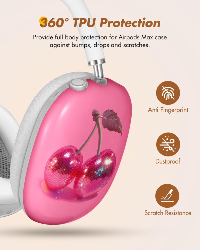 Joyleop for Airpods Max Case - Cool Durable Hard for AirPods Max Covers, Cute Headphones Case with Unique Design, Pretty Essential Accessories for Headphones, Metallic Strawberry - Image 2