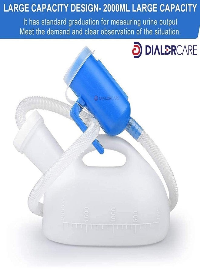 DIALDRCARE مبولة ديالدر كير المحمولة القابلة لإعادة الاستخدام للرجال سعة 2000 مل لجمع البول في حالات الطوارئ، مناسبة للمستشفى والتخييم والسفر بالسيارة (أبيض) - Image 5