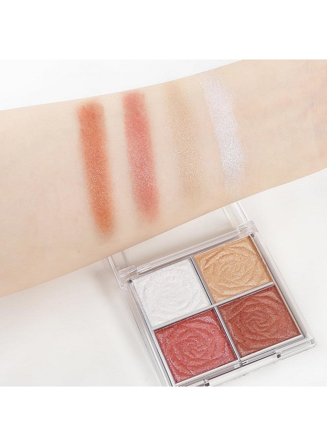 Boobeen Blush And Highlighter Palette 4Color Metallic Shimmer Shadow Powder Illuminator Makeup Set For Shading Highlighting & Defining The Face - Image 2