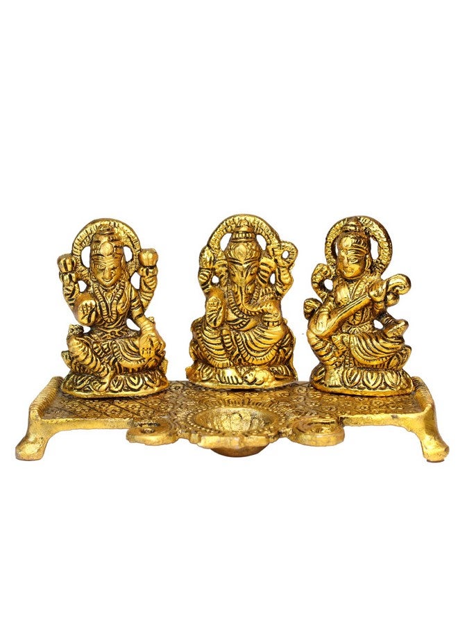 BAAL Laxmi Ganesh Saraswati Idol with Diya for Home and Temple Pooja On Diwali Festival - Image 1