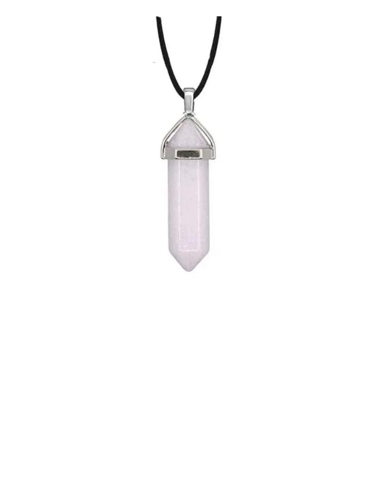 Fayrouz Jewellery Unisex crystal necklace with a natural leather cord and a crystal pendant of stones, a unisex hexagonal pendant from Fayrouz Jewelry  - Image 1