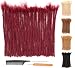 Originea DAIXI 0.6cm Thickness #Burgundy 8 Inch 30 Strands 100% Real Human Hair Dreadlock Extensions for Man/Women Full Head Handmade Permanent loc Extensions Bundles Can Be Dyed Bleached Curled Twisted - Image 2