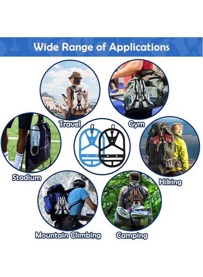Muyixin زوجان من حافظات الأحذية لحقيبة الظهر، مشبك حذاء لحقيبة الظهر/حقيبة الصالة الرياضية، مشبك أحذية إكسسوارات رياضية للسفر، رحلة تسلق في الهواء الطلق، الرياضة، توفير المساحة، بديل لحقيبة الظهر الخاصة بالأحذية، كبير، أسود + وردي - Image 5