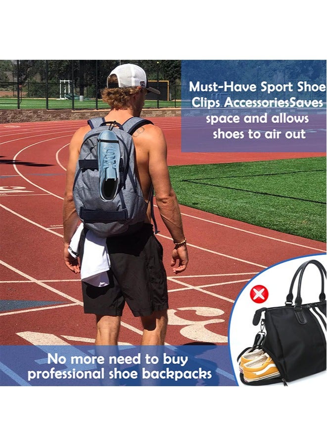 Muyixin زوجان من حافظات الأحذية لحقيبة الظهر، مشبك حذاء لحقيبة الظهر/حقيبة الصالة الرياضية، مشبك أحذية إكسسوارات رياضية للسفر، رحلة تسلق في الهواء الطلق، الرياضة، توفير المساحة، بديل لحقيبة الظهر الخاصة بالأحذية، كبير، أسود + وردي - Image 4