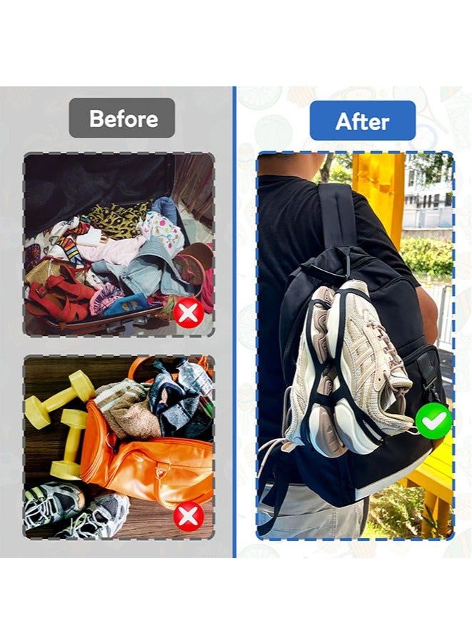 Muyixin زوجان من حافظات الأحذية لحقيبة الظهر، مشبك حذاء لحقيبة الظهر/حقيبة الصالة الرياضية، مشبك أحذية إكسسوارات رياضية للسفر، رحلة تسلق في الهواء الطلق، الرياضة، توفير المساحة، بديل لحقيبة الظهر الخاصة بالأحذية، كبير، أسود + وردي - Image 2