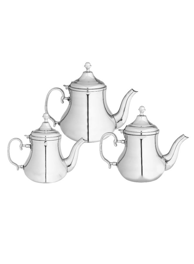المرحومي طقم أباريق شاي مغربي ستانلس ستيل فاخر – 3 مقاسات (0.8L -1L - 1.5L) - Image 1