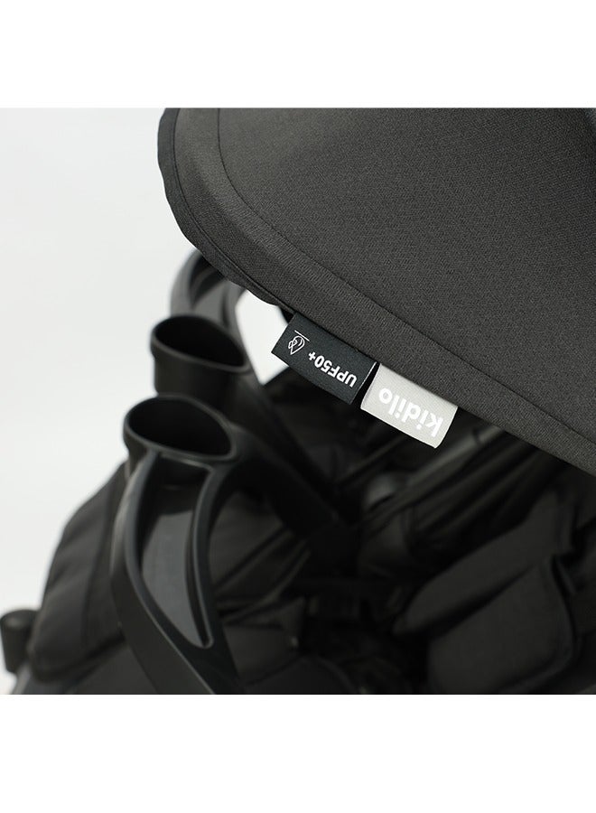 Kidilo عربة أطفال مزدوجة 2 في 1 للمواليد الجدد، عربة مقعدين للتوائم مع مظلة قابلة للتعديل، حاجز أمان، قفل العجلات ومقبض للوالدين | عربة أطفال للأطفال من 0 إلى 4 سنوات ولد أو بنت رمادي - Image 3