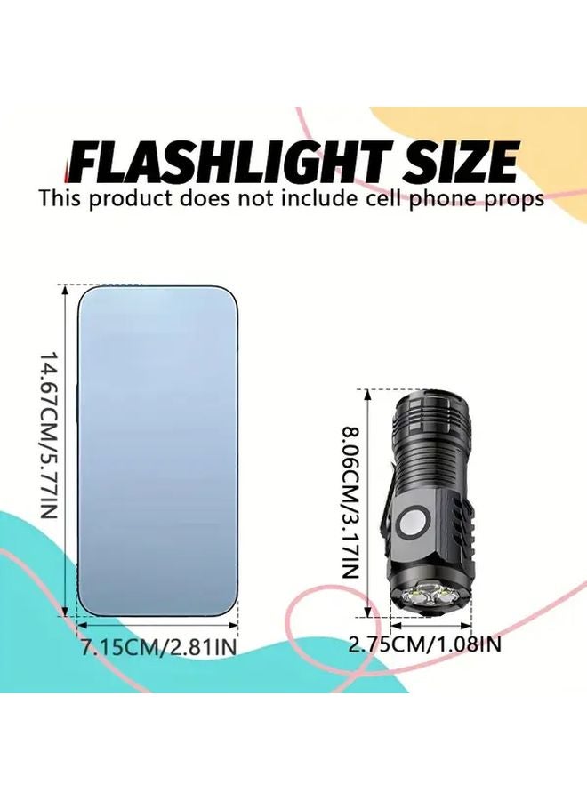 قطعتان مصباح يدوي صغير أسود بإضاءة LED بشاحن USB، 5 أوضاع، قاعدة مغناطيسية للاستخدام بدون يدين - Image 4